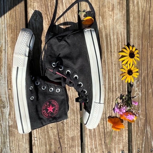 💕Black & hot pink fold down converse - Picture 5 of 12